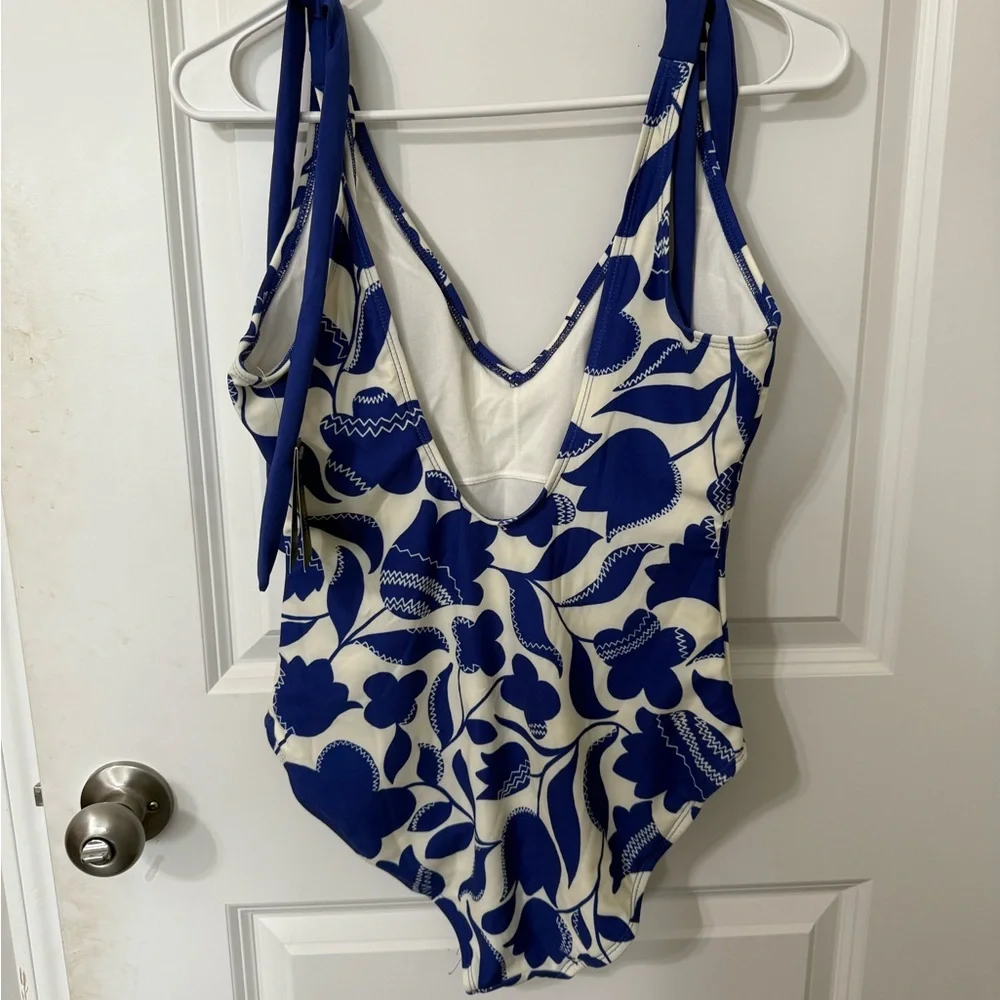 Kate Spade New York Shoulder Bow Tie‎ V-Neck One Piece Swimsuit large New